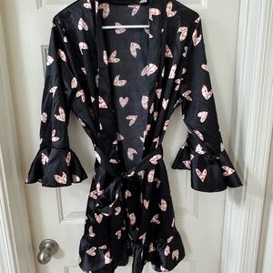 Black Robe with Pink Heart Pattern